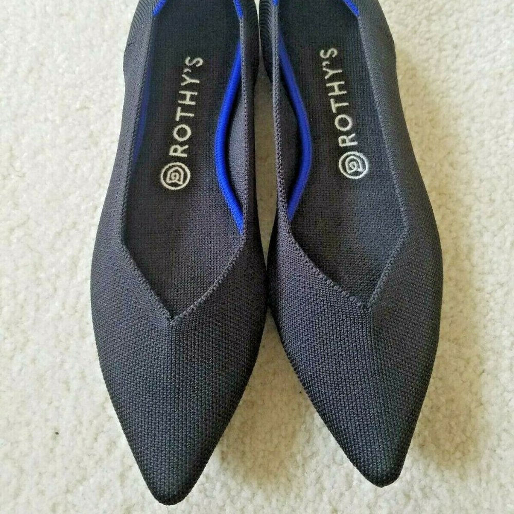 EUC Rothy's The Point Flats Black Solid Size 9.5